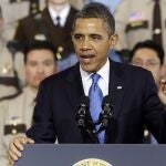 Barack Obama, durante el discurso pronunciado en Minneapolis