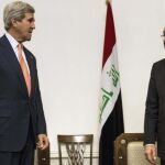 El secretario de Estado estadounidense, John Kerry, y el primer ministro iraquí, Nuri al Maliki, durante su encuentro en Bagdad