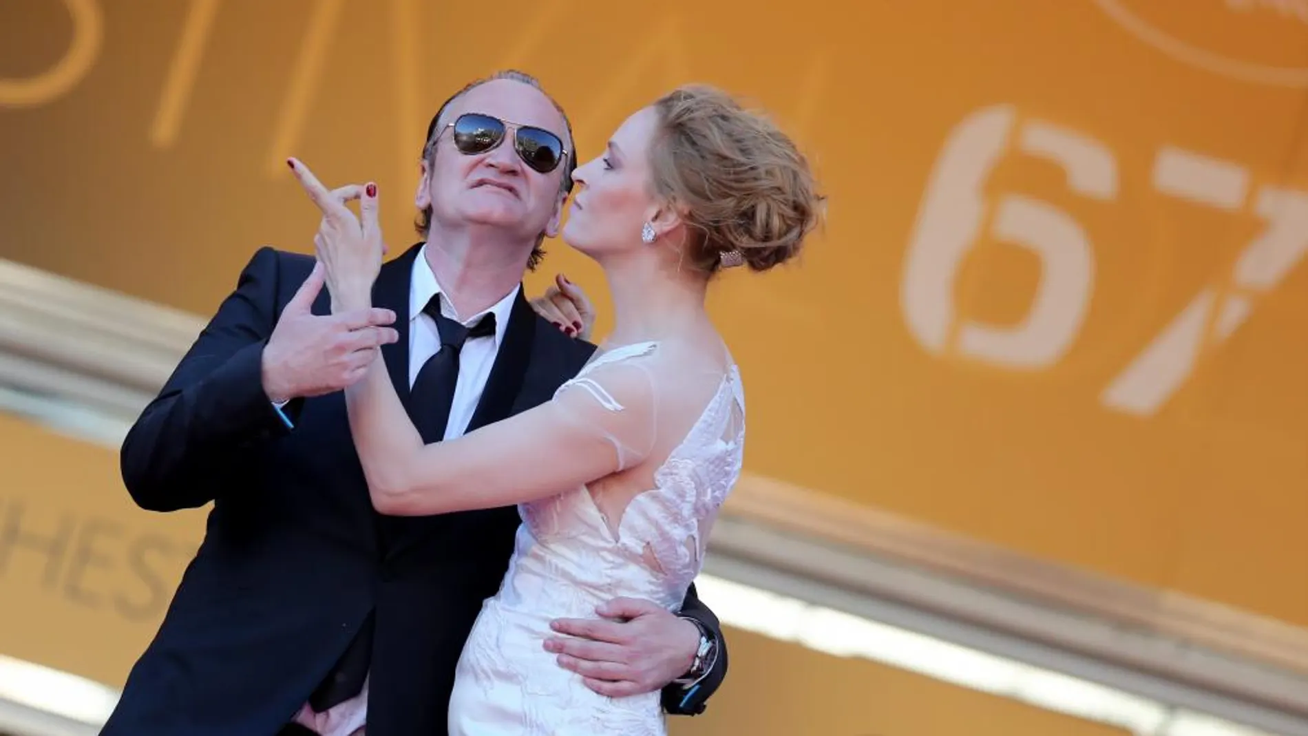 Uma Thurman y Quentin Tarantino, en Cannes.