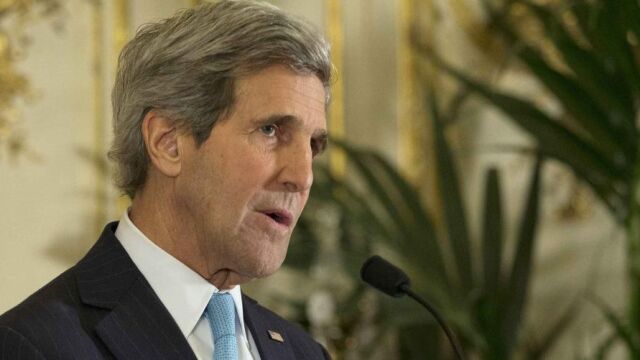 El Secretario de Estado de EE UU, John Kerry, hoy en Paris.
