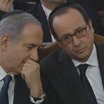 Benjamin Netanyahu y François Hollande, en la Gran Sinagoga de París.