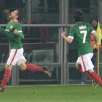 Carlos Gurpegi celebra el gol del empate, con el que rescata a su equipo