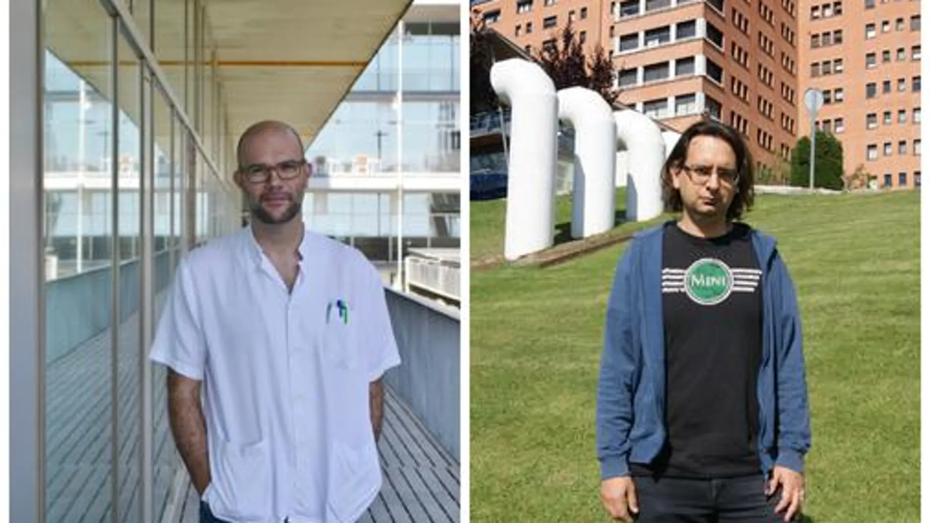 Izquierda: Jordi Jiménez, investigador del grupo de Investigación Neurovascular del IMIM y neurólogo del Hospital del Mar. Derecha: Israel Fernández, miembro del grupo de Enfermedades Neurovasculares del VHIR y jefe del laboratorio de Farmacogenómica y Genética Neurovascular de la FMT