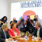 Fabra con el presidente de la Diputación, Alfonso Rus, y la alcaldesa de Valencia, Rita Barberá, en una reunión