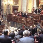 Un momento de aprobación de la Constitución Española