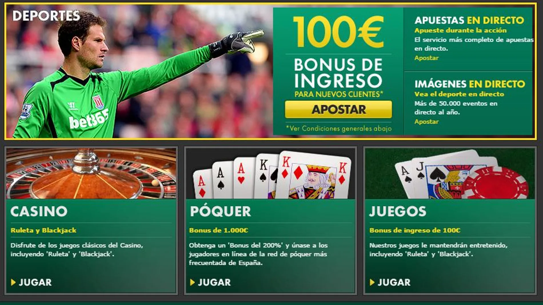 Imagen de una web de apuestas deportivas