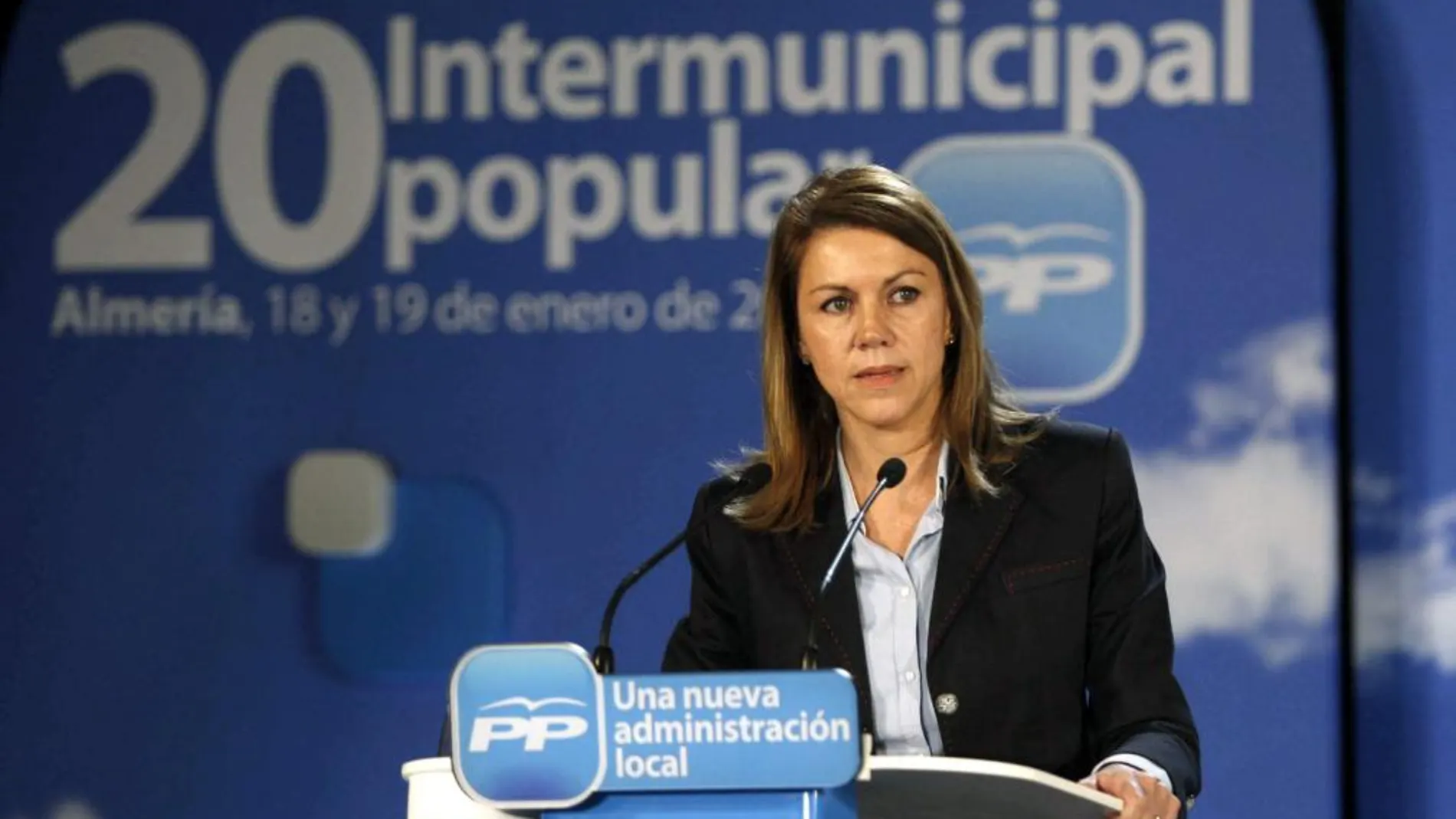 La secretaria general del PP, María Dolores de Cospedal, ayer en Almería