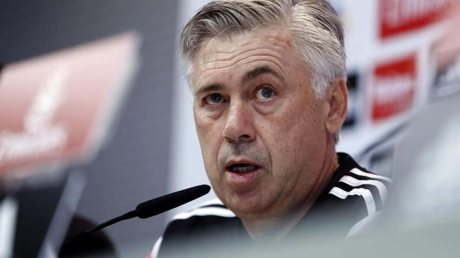 El entrenador del Real Madrid, Carlo Ancelotti, en la rueda de prensa