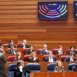 Votación de los procuradores de las Cortes en la última sesión del año en la sede parlamentaria