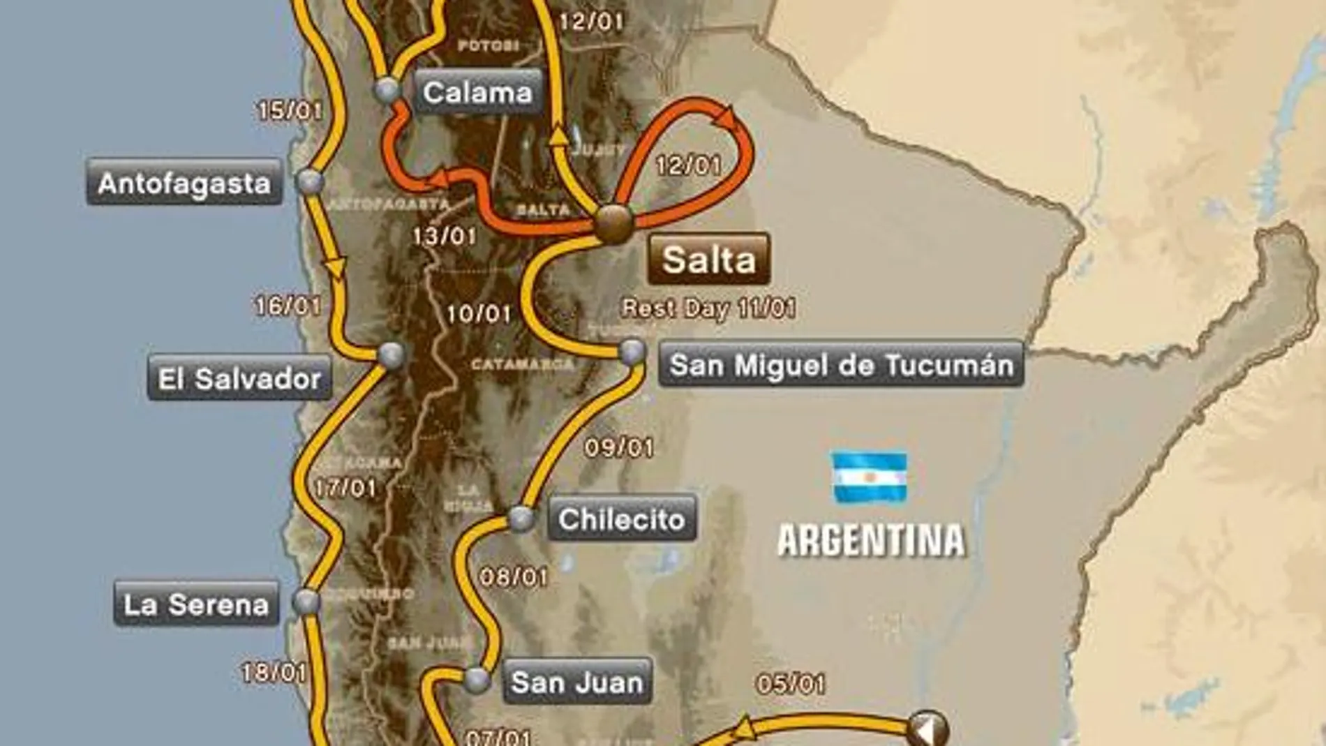 Tres países: Argentina, Bolivia y Chile, recorrerá el Dakar 2014
