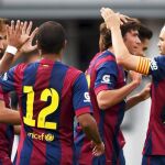 Los jugadores del Barça celebrando uno de los goles.