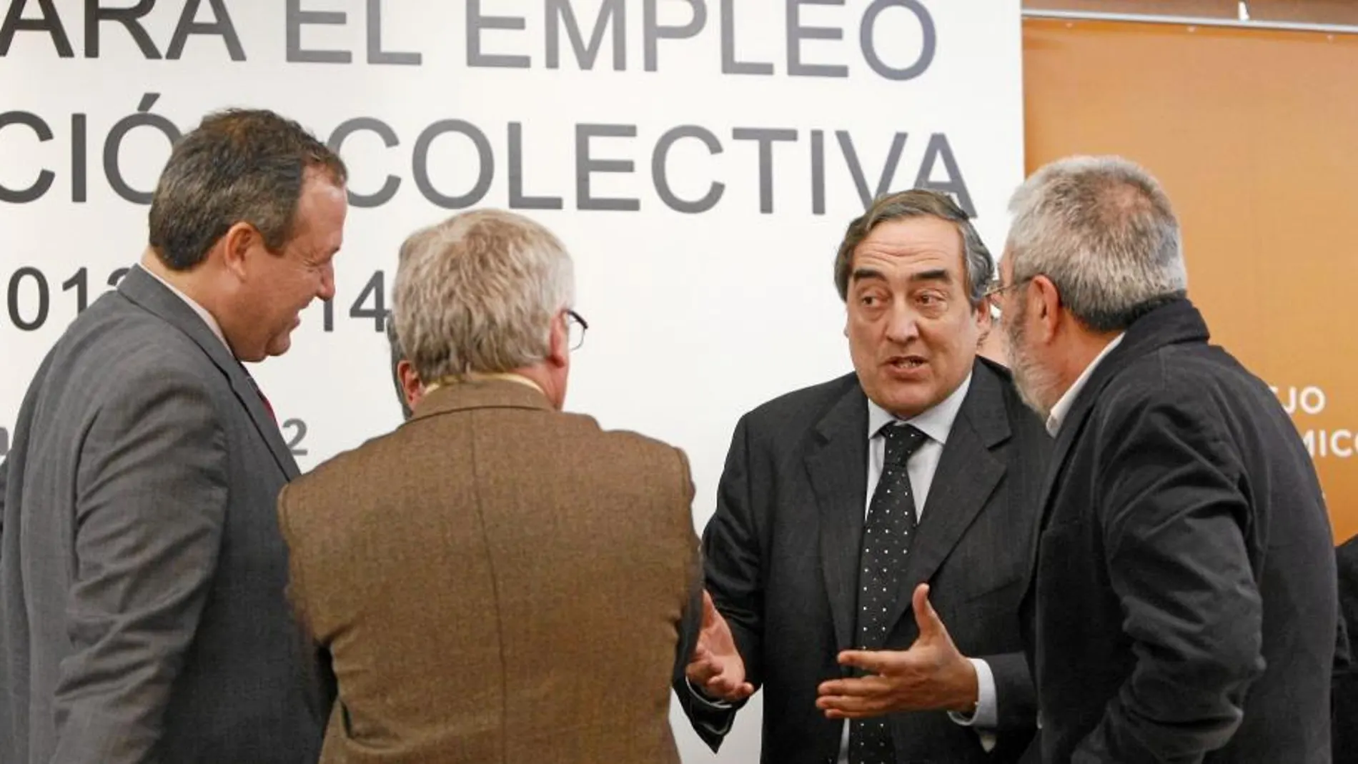 Los firmantes del anterior pacto: Terciado, ex presidente de Cepyme; Toxo, Rosell y Méndez