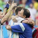 Alegría entre los jugadores argentinos.