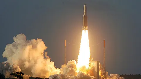 El cohete Ariane 5, en el momento de su lanzamiento
