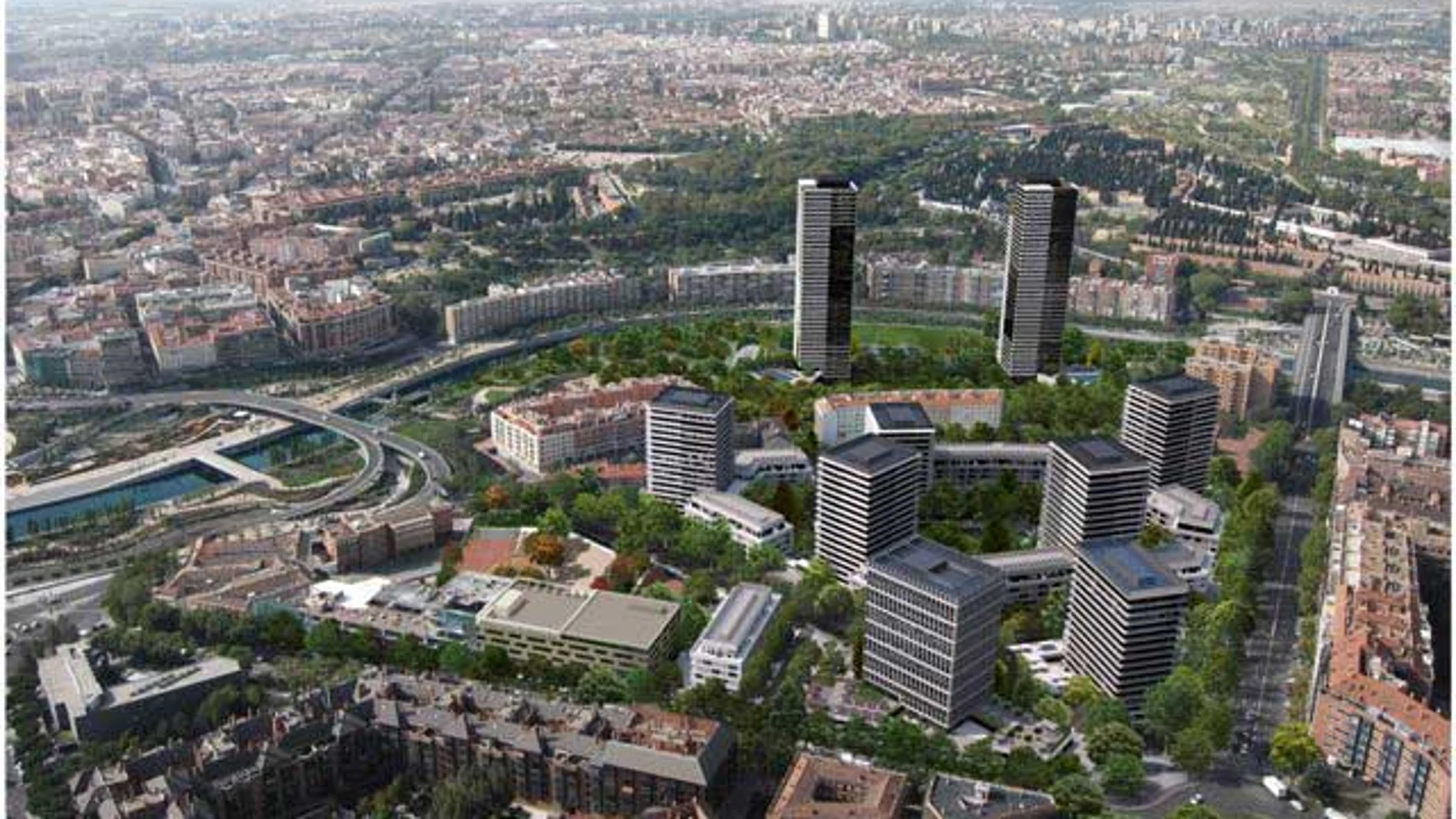 Dos rascacielos y zonas verdes sustituirán al Vicente Calderón
