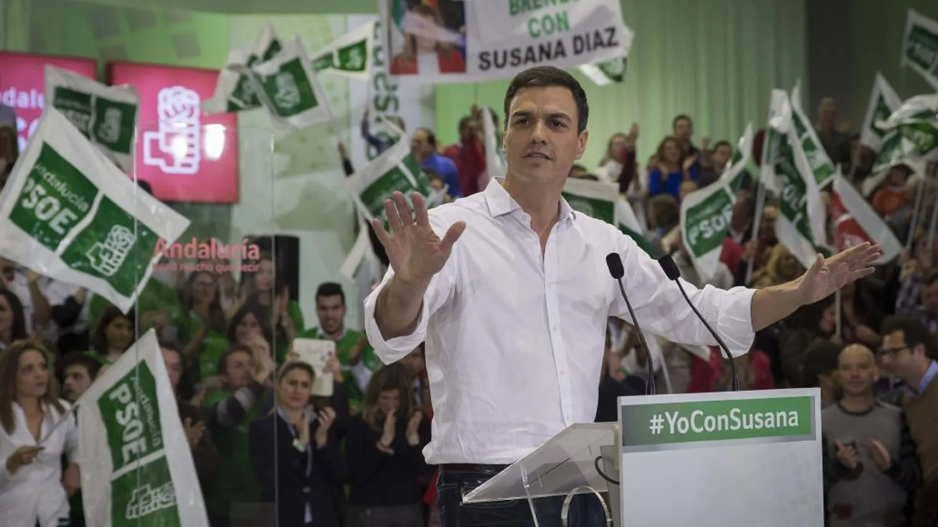 Pedro Sánchez durante su intervención en el mitin de cierre de campaña