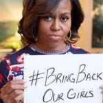 Michelle Obama también ha querido reclamar la liberación de las niñas secuestradas.