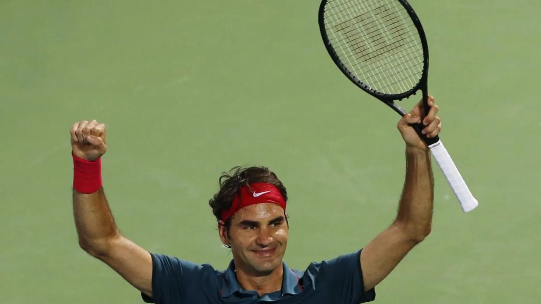 El suizo Roger Federer celebra su victoria sobre Tomas Berdych