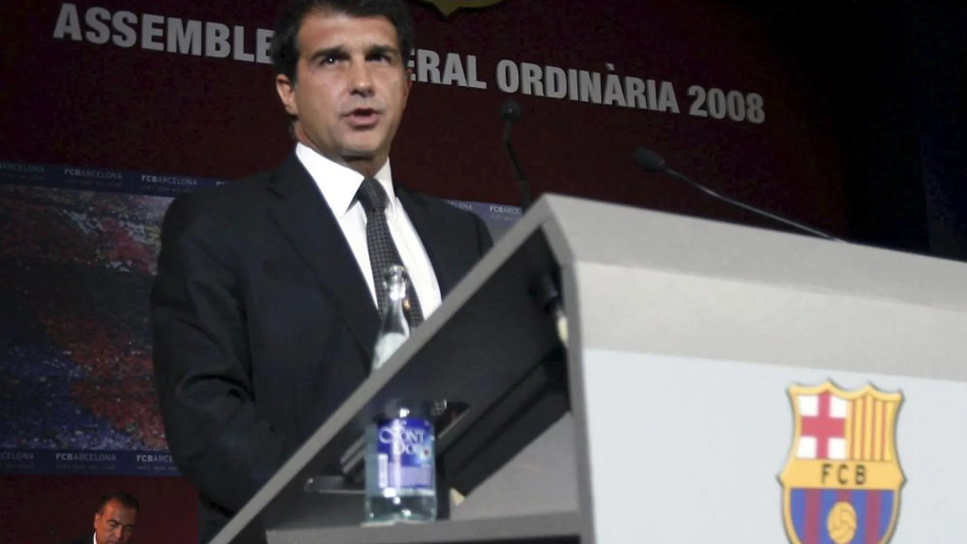 Joan Laporta, durante una asamblea del Barcelona en sus tiempos como Presidente del club.