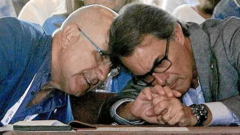 Mas y Durán Lleida, ayer en el consejo que CDC y UDC celebraron en Cerdanyola del Valls
