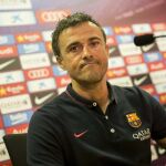 El técnico del FC Barcelona, Luis Enrique Martínez, durante la rueda de prensa previa al partido contra el Eibar.