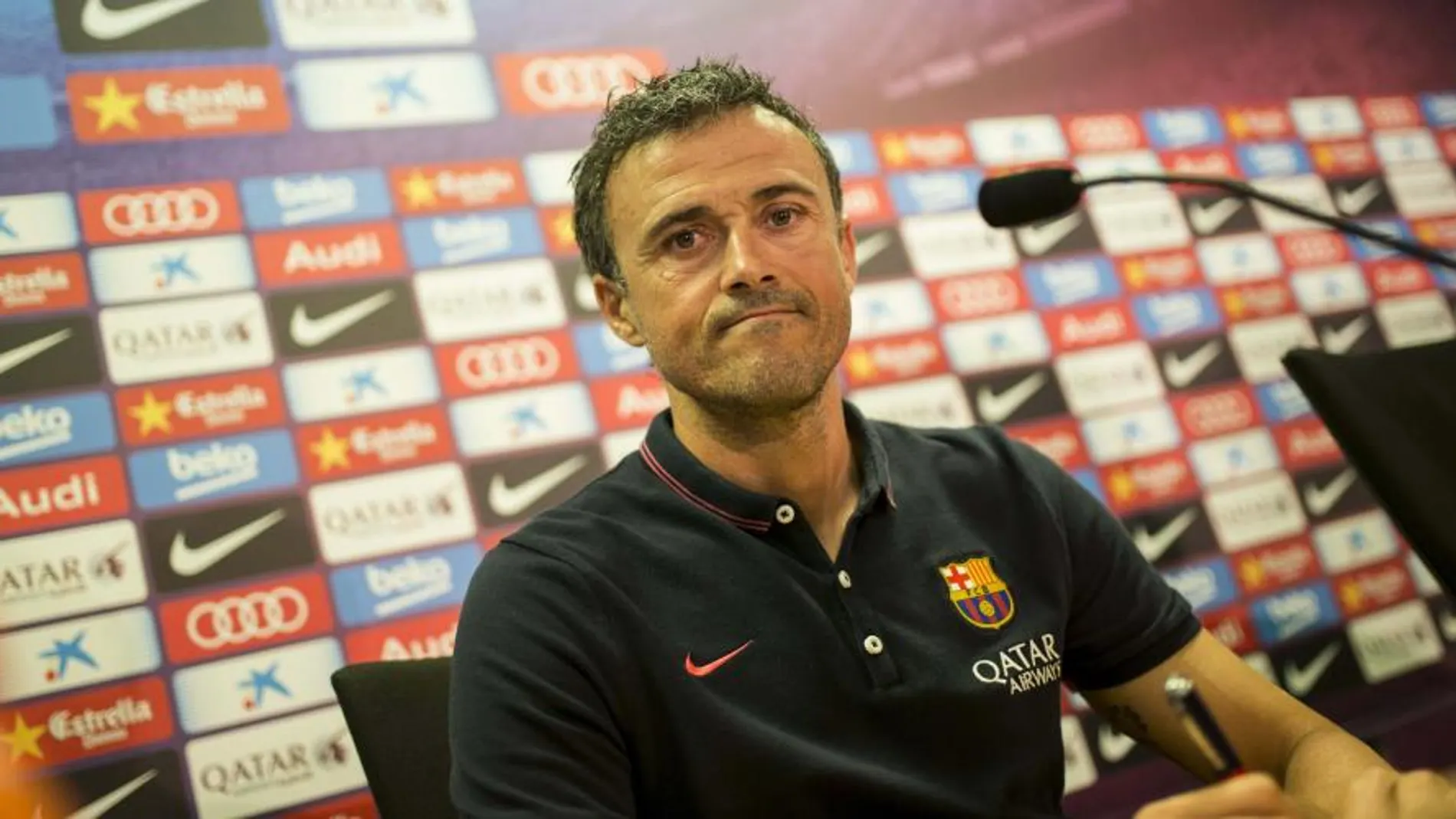 El técnico del FC Barcelona, Luis Enrique Martínez, durante la rueda de prensa previa al partido contra el Eibar.