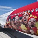 Avión de Iberia que transportó a la selección española