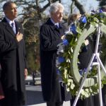 Barack Obama, Michelle Obama, Bill Clinton y Hillary Clinton, durante la ceremonia en honor a John F. Kennedy