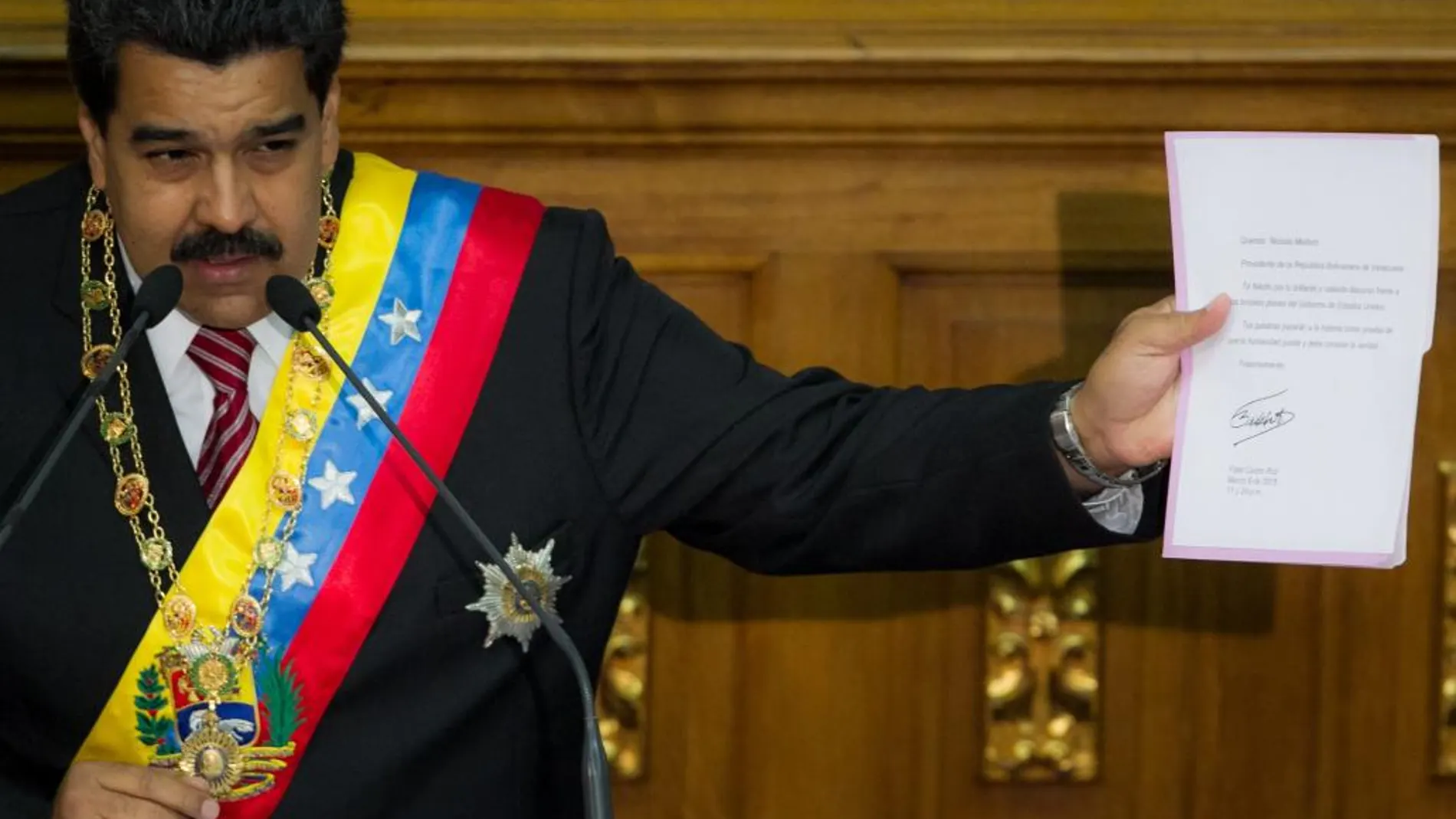 Nicolás Maduro, durante un discurso en la Asamblea Nacional en Caracas (Venezuela).