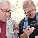 José Sacristán y Sergio Peris-Mencheta, grabando «El sereno», una de las piezas teatrales que se pueden oír en la app