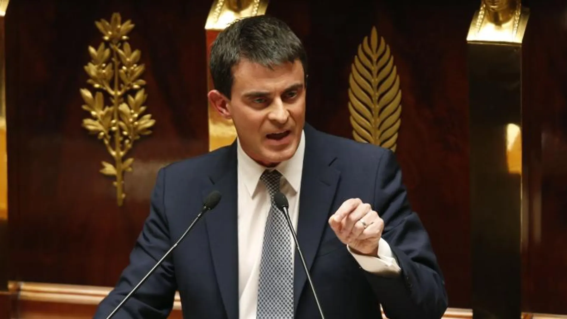 Valls durante su intervención está mañana en la Asamblea Nacional.