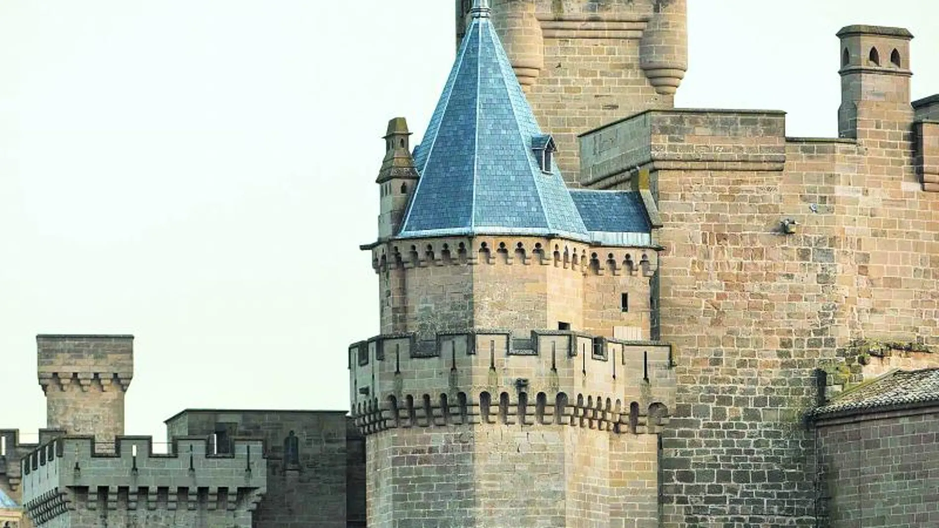 Detalle del Castillo de los Reyes de Olite, en la zona media de Navarra