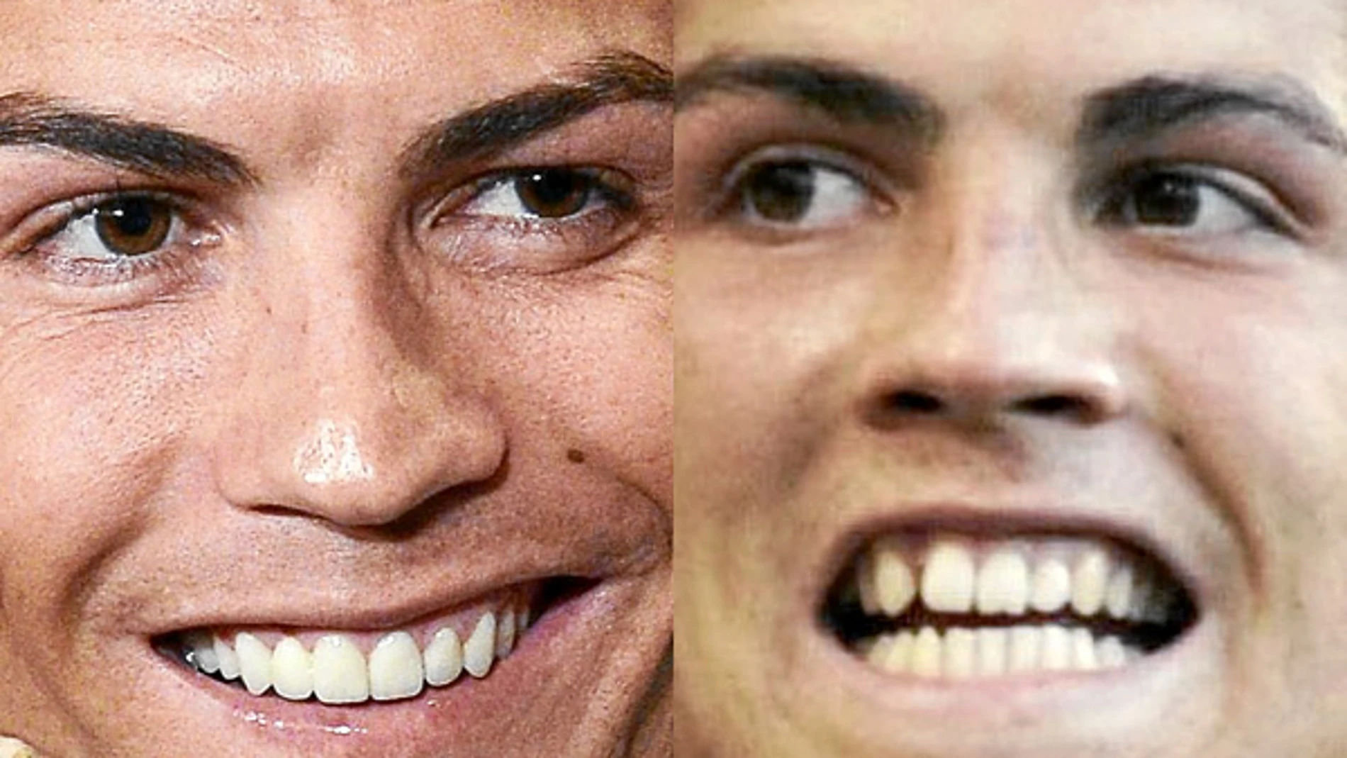 Ronaldo en enero de 2014 (i) y en junio de 2004 (d)