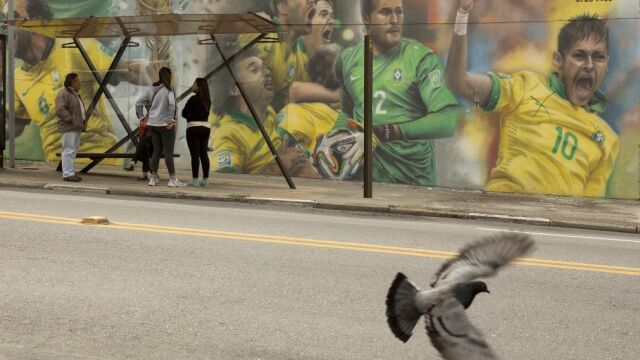 Un mural de la selección brasileña, en Sao Paulo