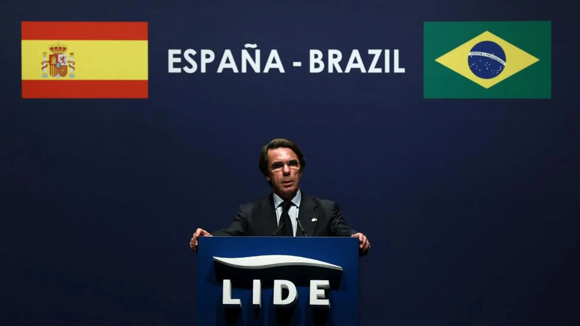 José María Aznar, durante su intervención en el encuentro empresarial España-Brasil.
