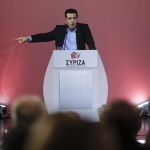 El primer ministro griego, Alexis Tsipras, durante su discurso en Atenas