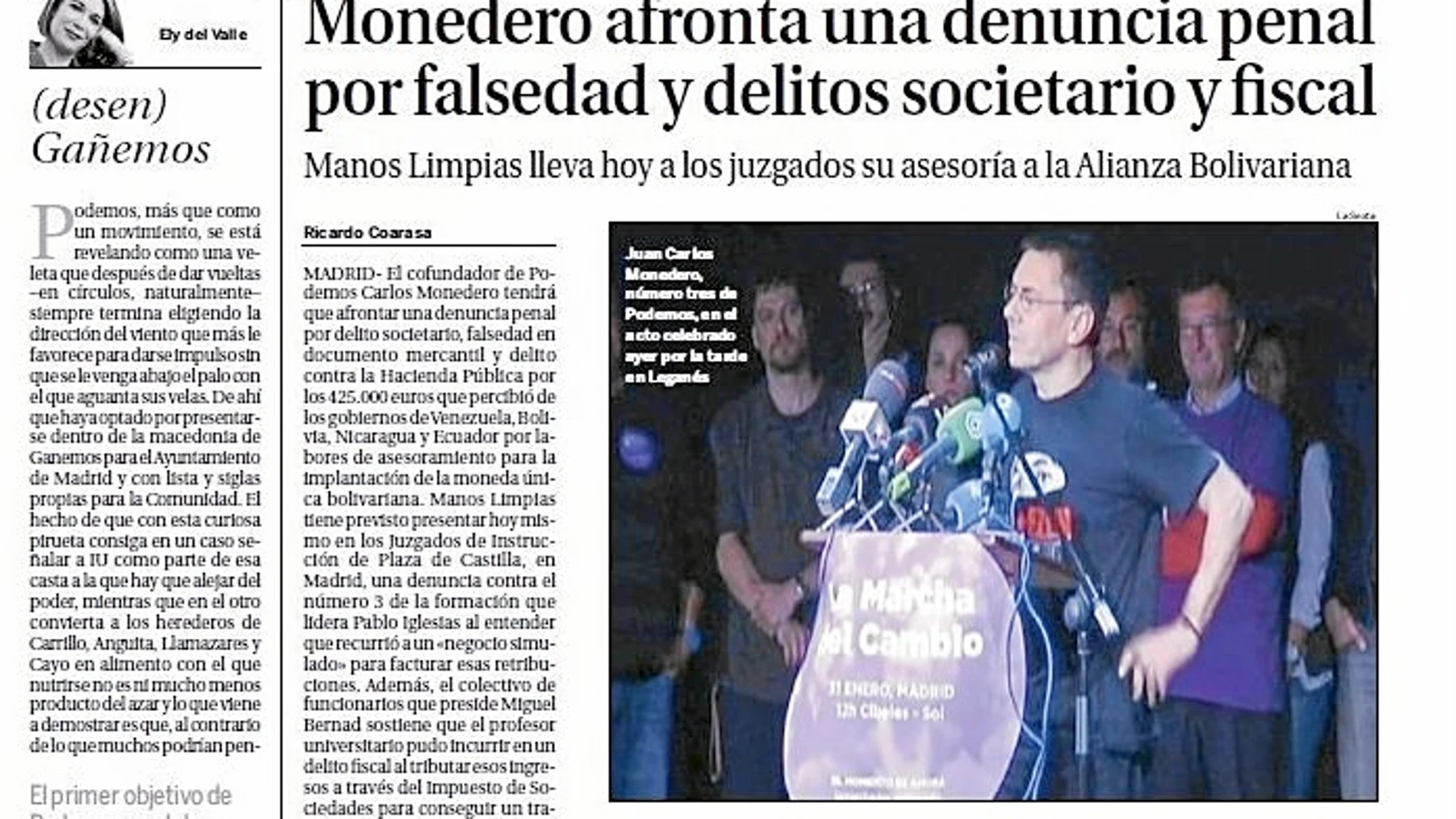 LA RAZÓN adelantó el pasado viernes la denuncia contra el cofundador de Podemos