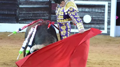 Natural de Alejandro Talavante a uno de los astados de Juan Pedro Domecq de su lote