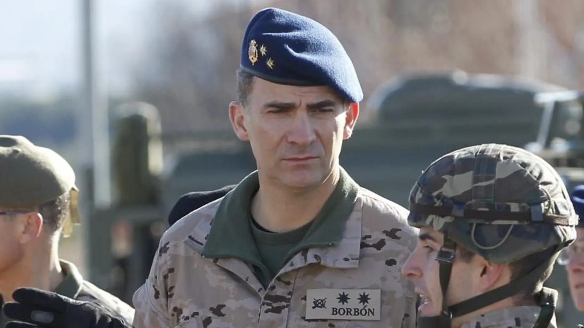 El Príncipe, durante su visita esta mañana a la Brigada Paracaidista "Almogávares"VI (Bripac), en Paracuellos del Jarama (Madrid).