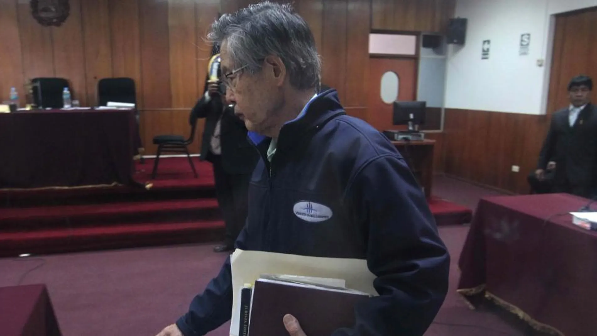 El expresidente peruano Alberto Fujimori asiste a la audiencia