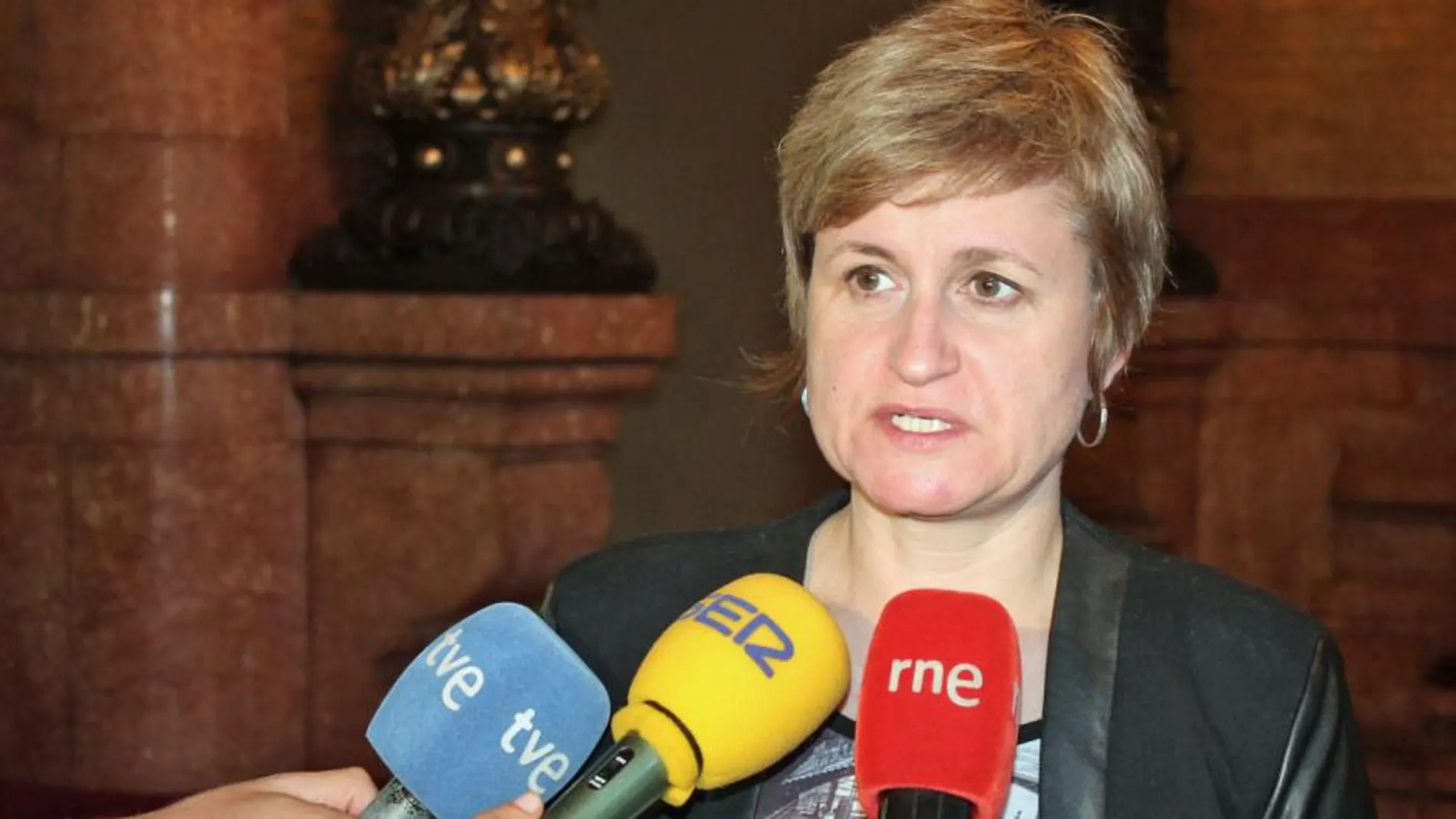 La vicepresidenta, Anna Simó, anuncia el acuerdo de recusación.