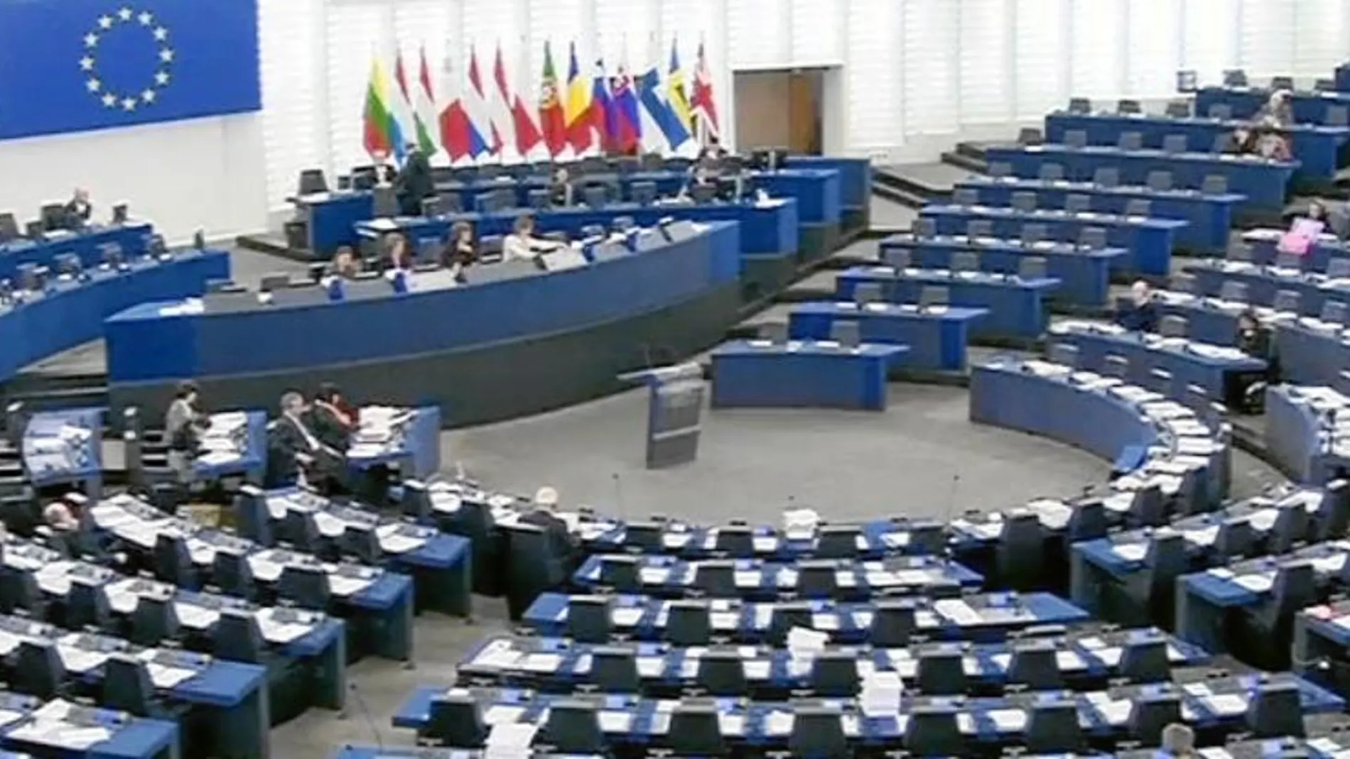 El Parlamento Europeo, casi vacío, durante el debate que se vivió ayer sobre la ley del aborto