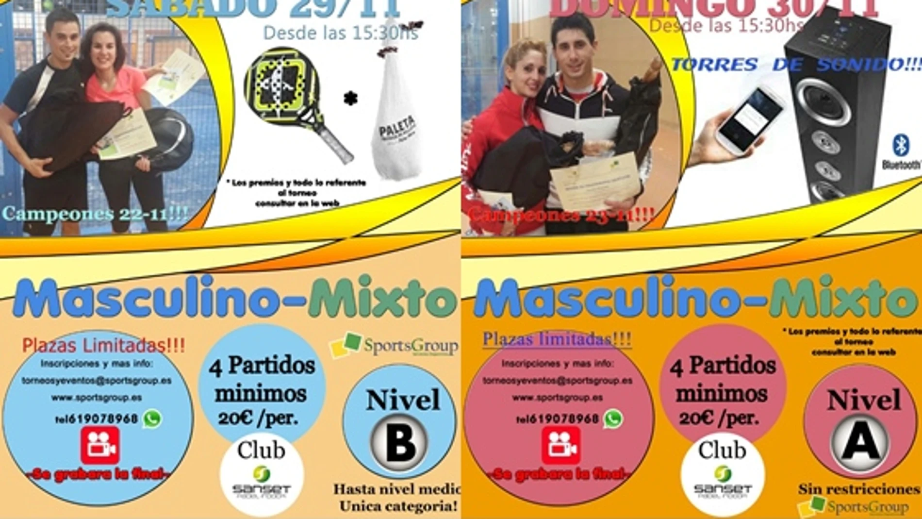 Carteles de los torneos.