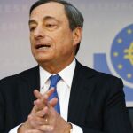 Mario Draghi, durante su intervención hoy en la reunión del BCE.
