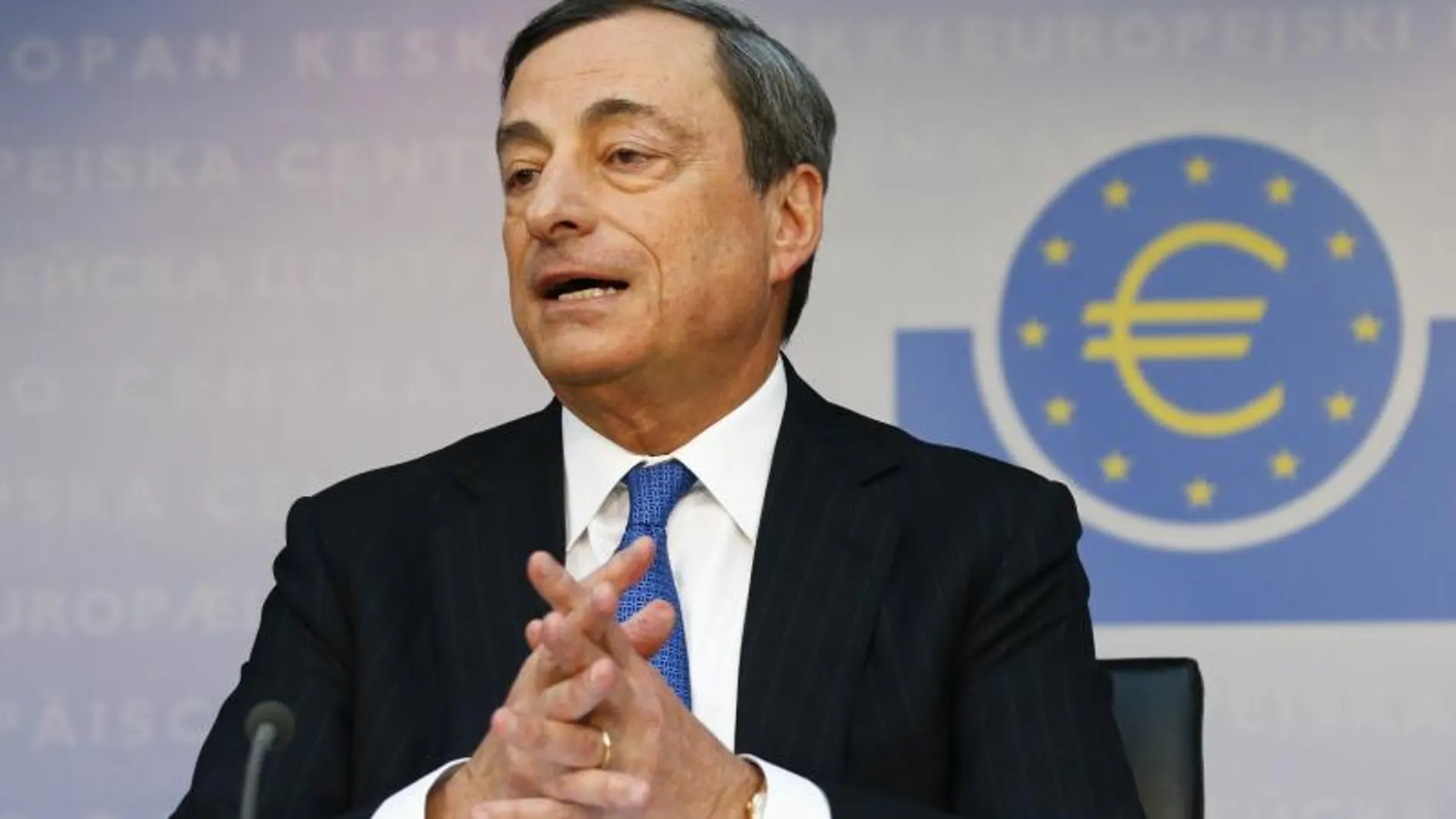 Mario Draghi, durante su intervención hoy en la reunión del BCE.