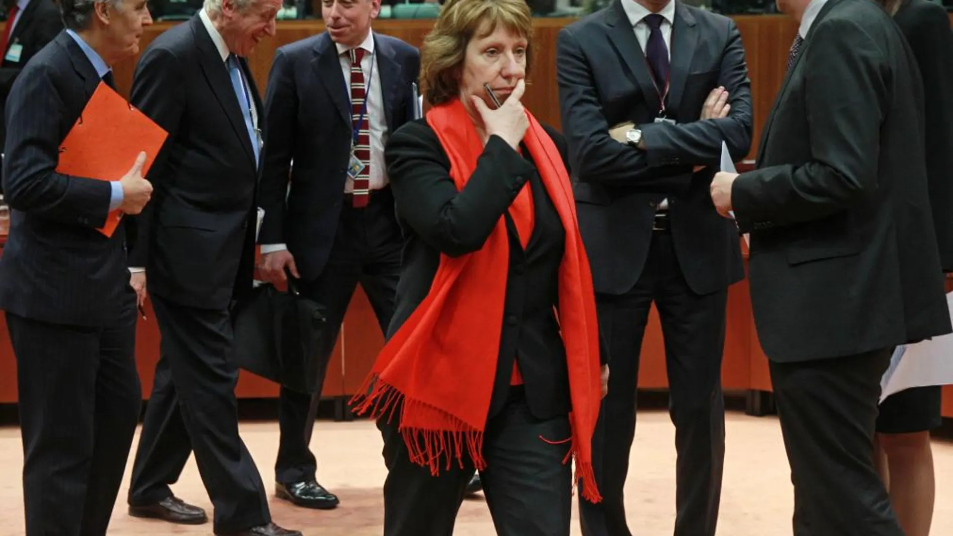 Catherine Ashton, durante la reunión de ministros de Exteriores de la UE.