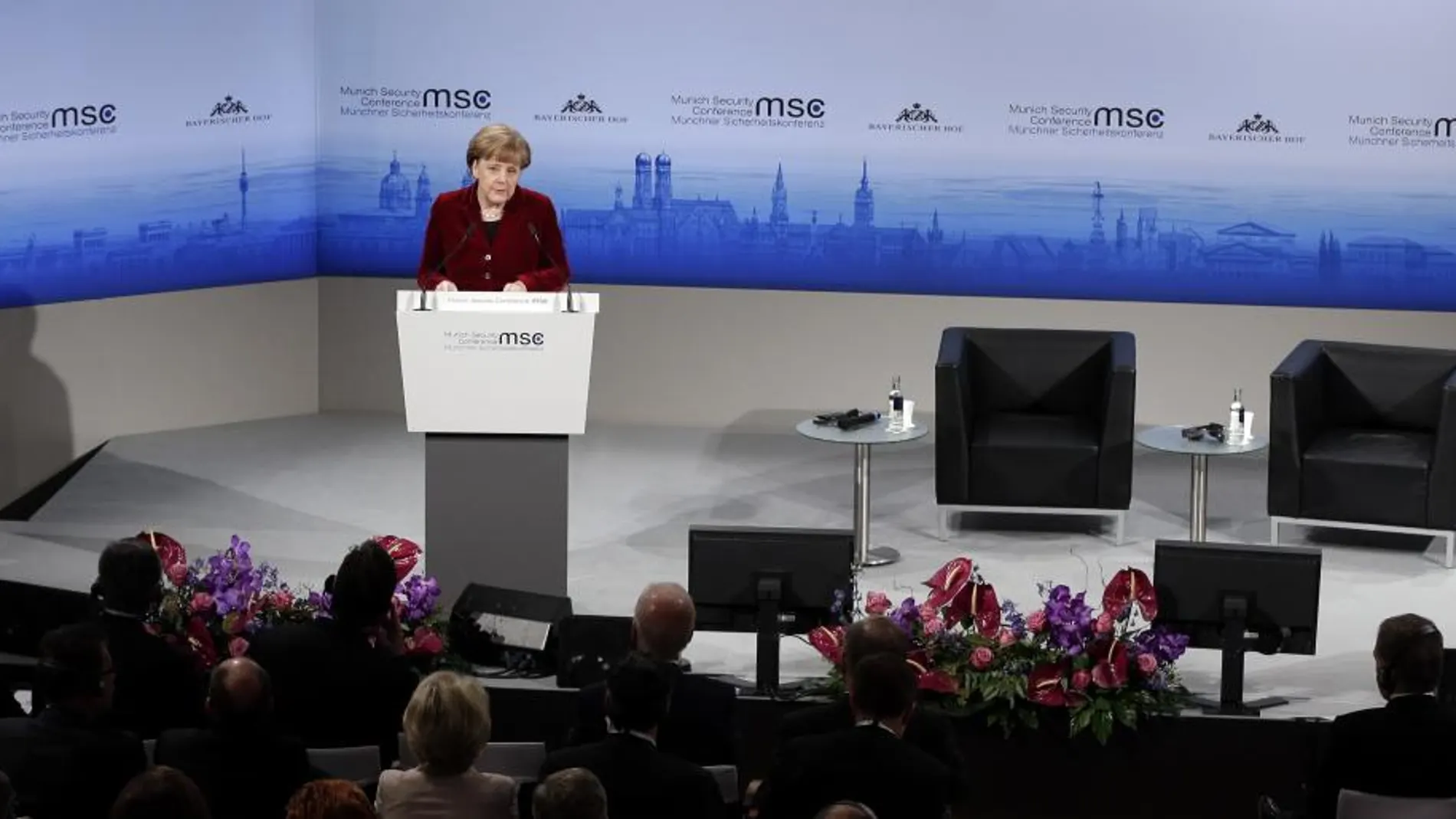 La canciller alemana, Angela Merkel, hoy en la Conferencia de Seguridad de Múnich (MSC)