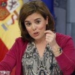 La vicepresidenta del Gobierno, Soraya Sáenz de Santamaría, durante la rueda de prensa posterior a la reunión del Consejo de Ministros.