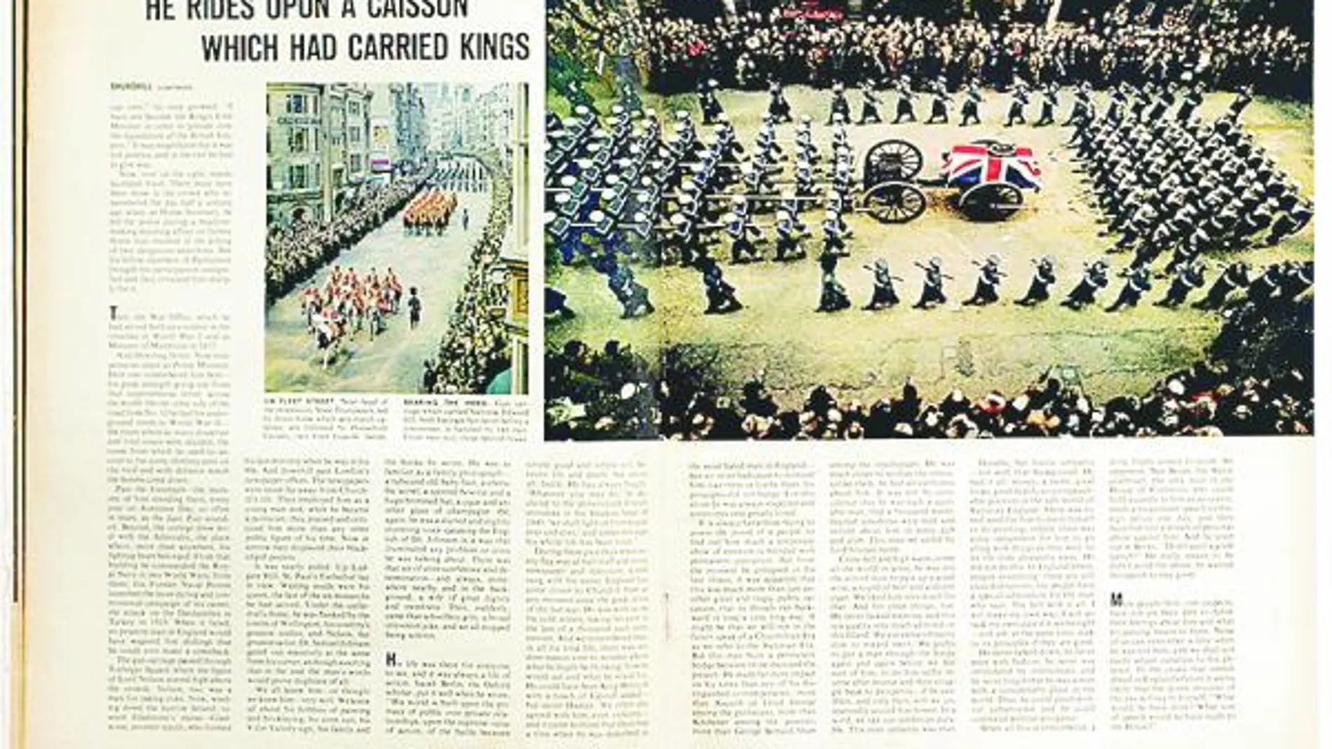 La última ceremonia imperial. Las 21 páginas en color que «Life» dedicó al reportaje ofrecen todos los detalles de la que fue la última vez que se brindó la llamada ceremonia imperial en la calles de Londres.