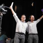 Iglesias celebra junto a Tsipras su elección como secretario general en Madrid